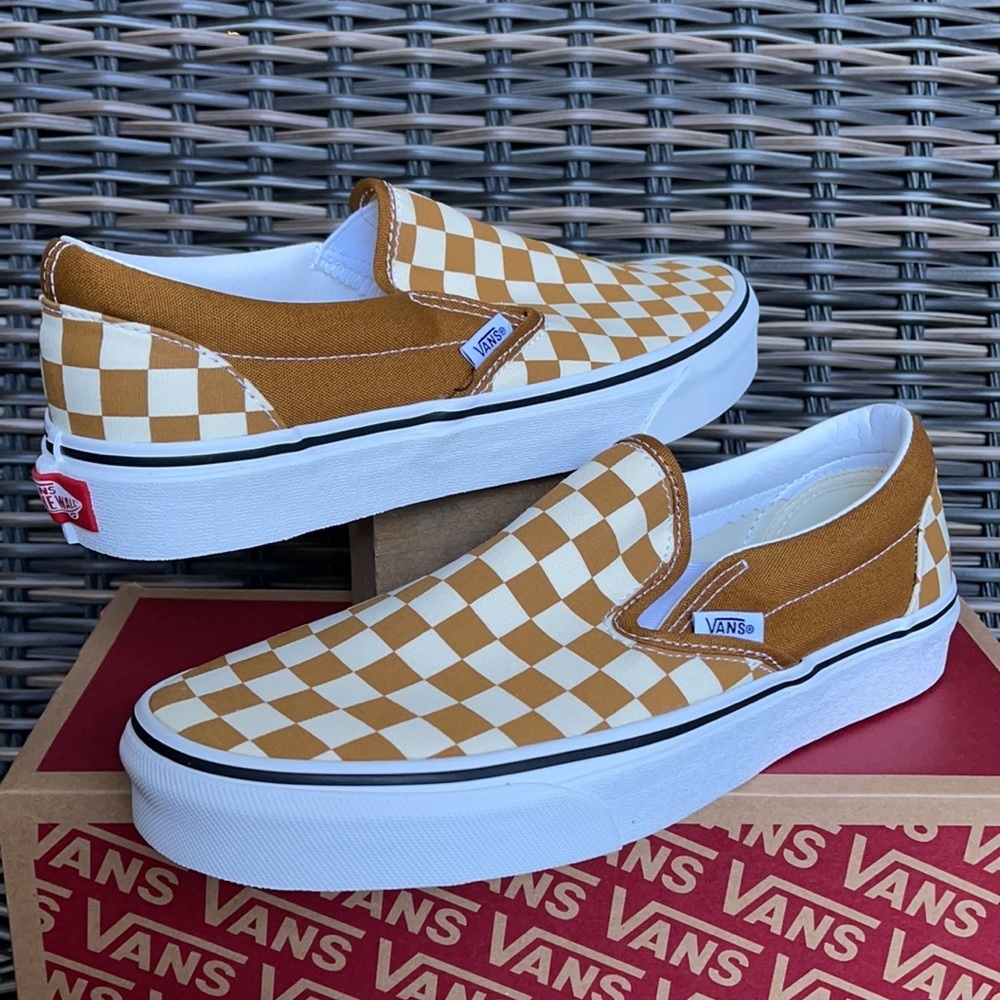 Vans Classic Slip-On Checkerboard Goldenbrown/True White MENS